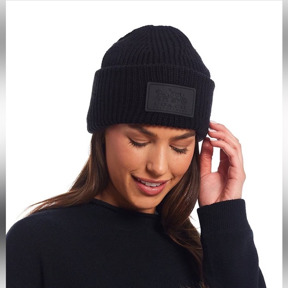 Coach Black Knit Beanie - Picture 1 of 5